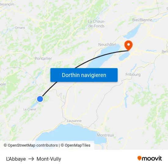 L'Abbaye to Mont-Vully map