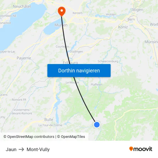 Jaun to Mont-Vully map