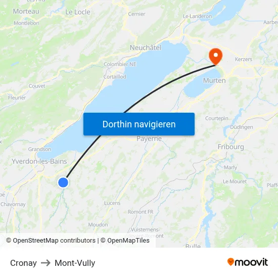 Cronay to Mont-Vully map