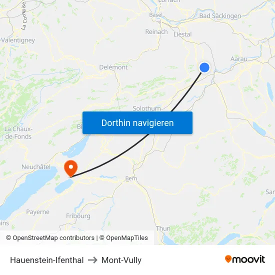 Hauenstein-Ifenthal to Mont-Vully map