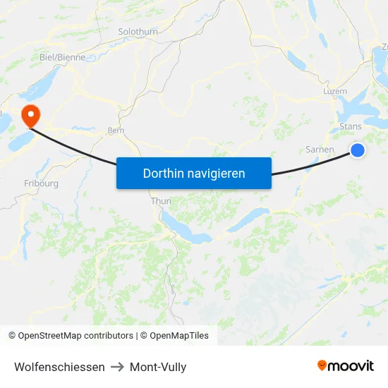 Wolfenschiessen to Mont-Vully map