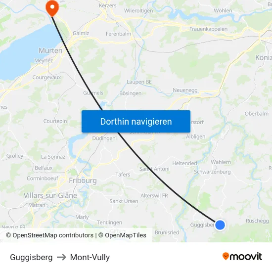 Guggisberg to Mont-Vully map