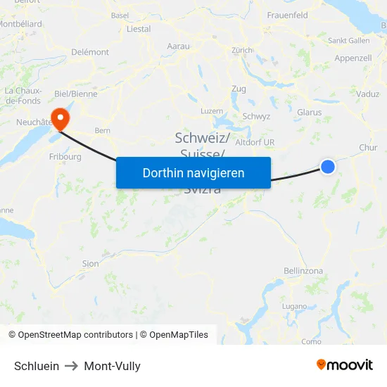 Schluein to Mont-Vully map