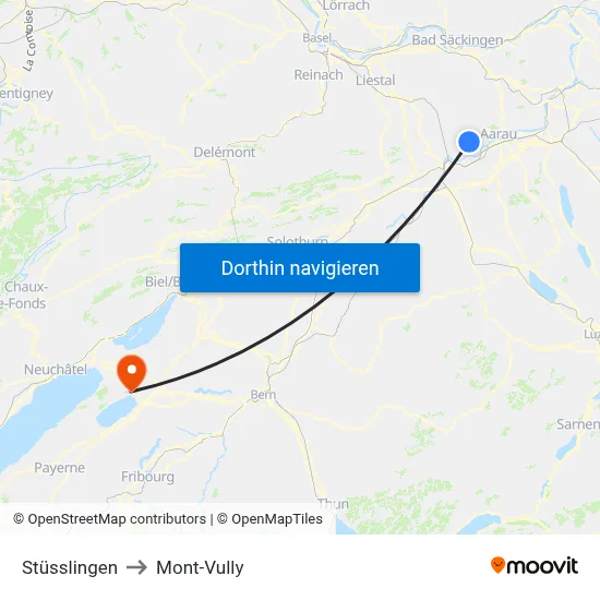 Stüsslingen to Mont-Vully map