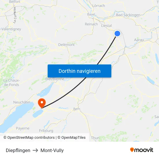 Diepflingen to Mont-Vully map