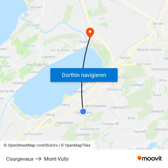 Courgevaux to Mont-Vully map