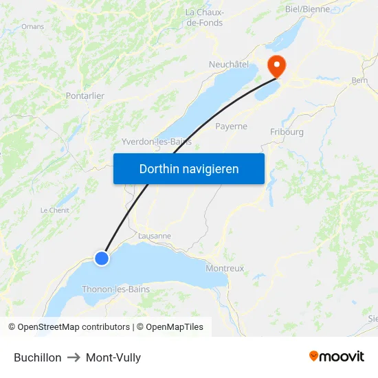 Buchillon to Mont-Vully map