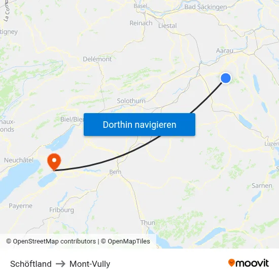 Schöftland to Mont-Vully map