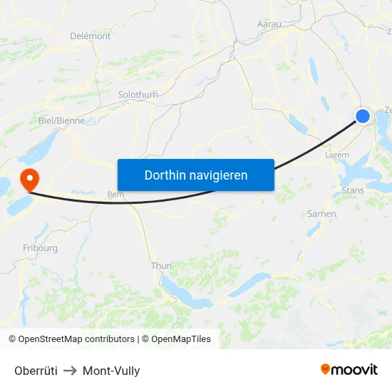 Oberrüti to Mont-Vully map