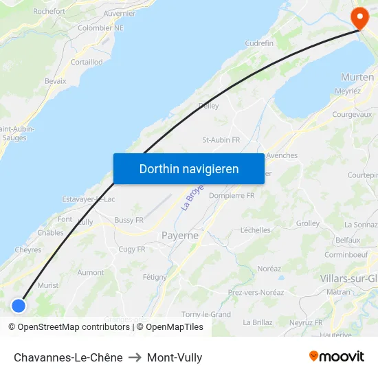 Chavannes-Le-Chêne to Mont-Vully map