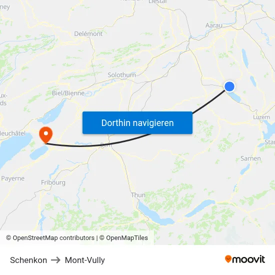 Schenkon to Mont-Vully map