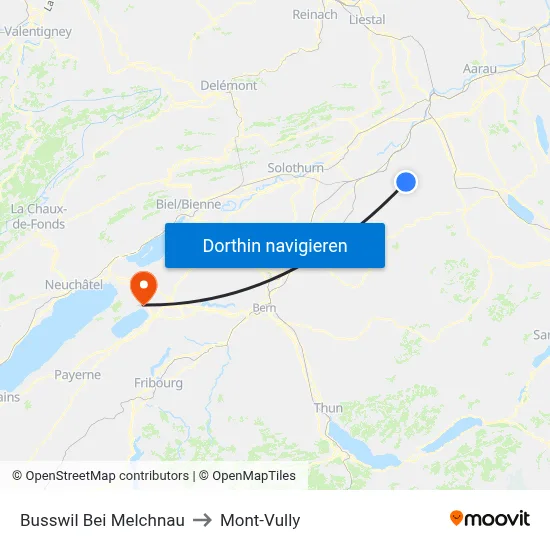 Busswil Bei Melchnau to Mont-Vully map