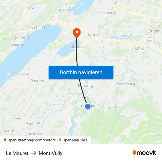 Le Mouret to Mont-Vully map
