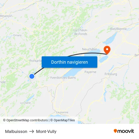 Malbuisson to Mont-Vully map