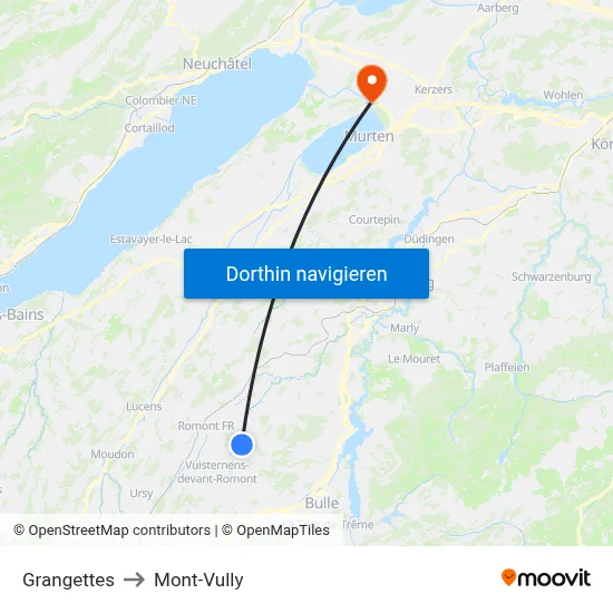 Grangettes to Mont-Vully map