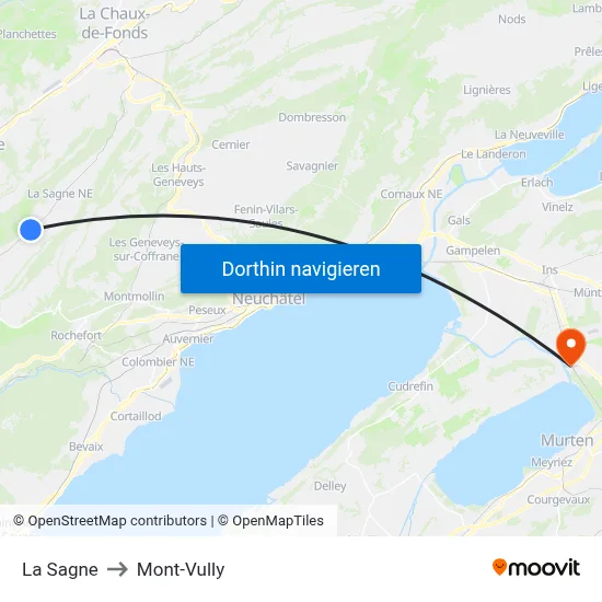 La Sagne to Mont-Vully map