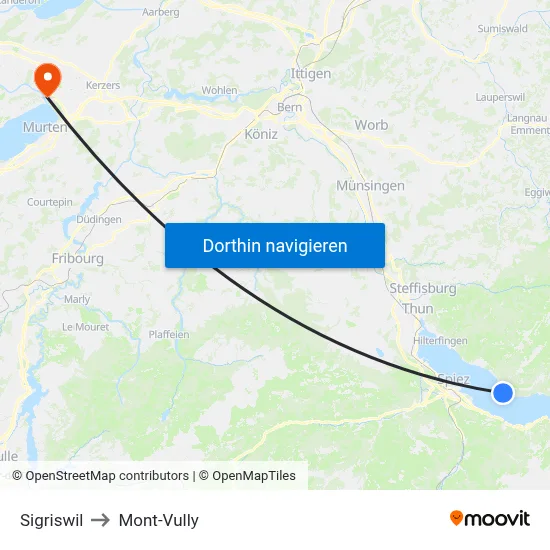 Sigriswil to Mont-Vully map