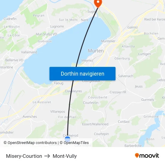 Misery-Courtion to Mont-Vully map