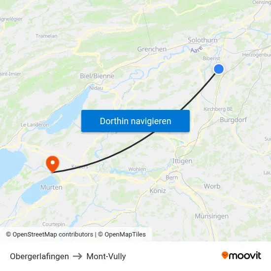 Obergerlafingen to Mont-Vully map
