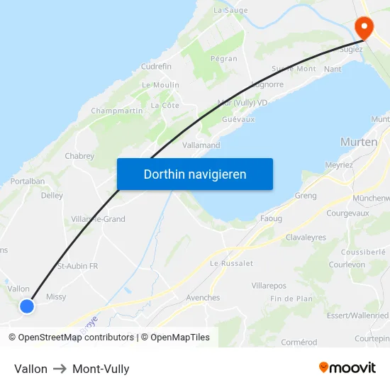 Vallon to Mont-Vully map