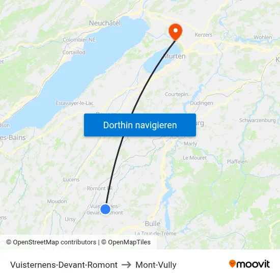 Vuisternens-Devant-Romont to Mont-Vully map