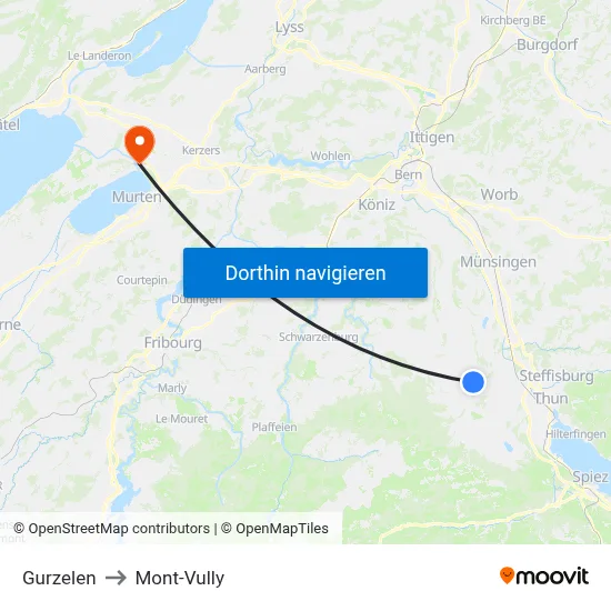 Gurzelen to Mont-Vully map
