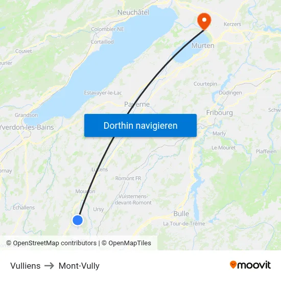 Vulliens to Mont-Vully map