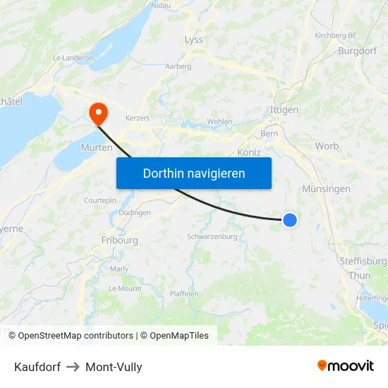Kaufdorf to Mont-Vully map