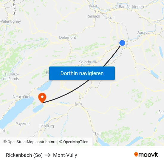 Rickenbach (So) to Mont-Vully map
