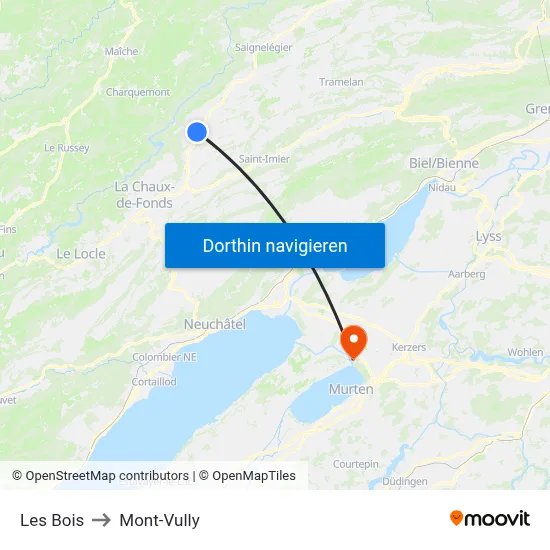 Les Bois to Mont-Vully map