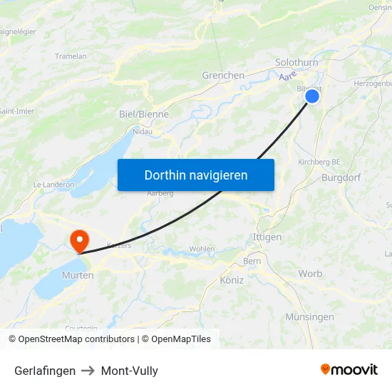 Gerlafingen to Mont-Vully map