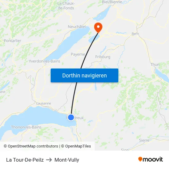La Tour-De-Peilz to Mont-Vully map