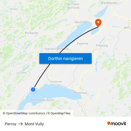 Perroy to Mont-Vully map
