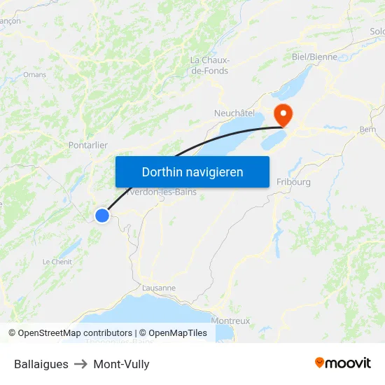 Ballaigues to Mont-Vully map