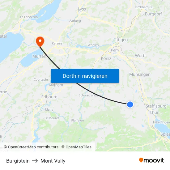 Burgistein to Mont-Vully map
