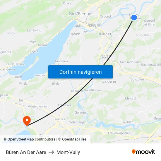 Büren An Der Aare to Mont-Vully map