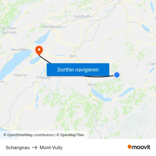 Schangnau to Mont-Vully map