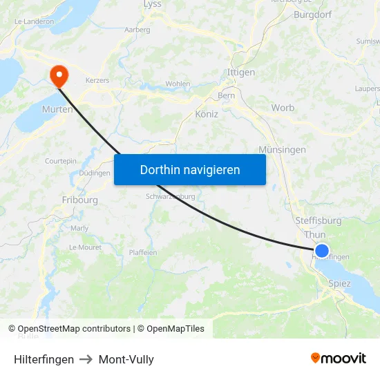 Hilterfingen to Mont-Vully map