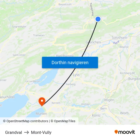 Grandval to Mont-Vully map