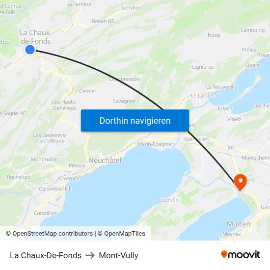 La Chaux-De-Fonds to Mont-Vully map