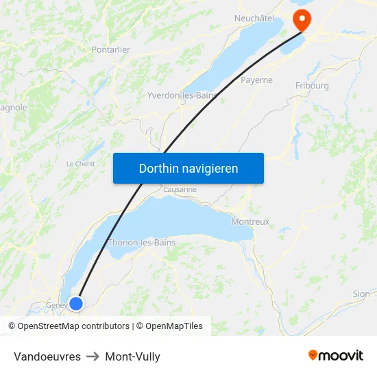 Vandoeuvres to Mont-Vully map