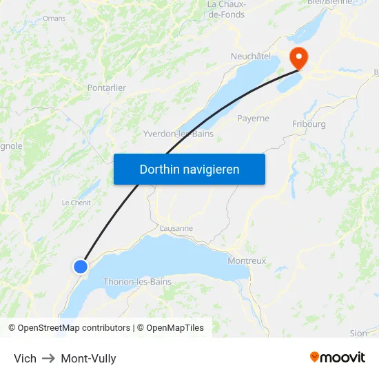 Vich to Mont-Vully map