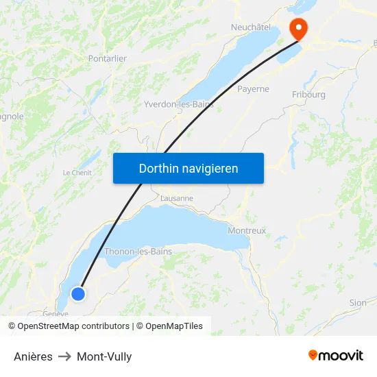 Anières to Mont-Vully map