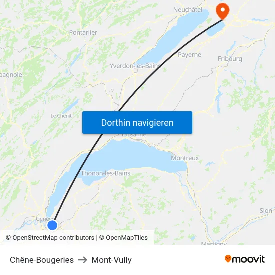 Chêne-Bougeries to Mont-Vully map