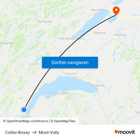 Collex-Bossy to Mont-Vully map