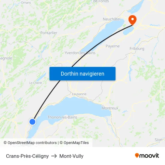 Crans-Près-Céligny to Mont-Vully map