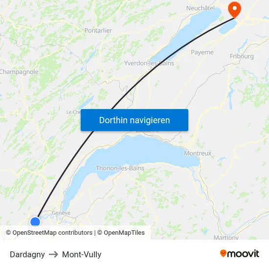 Dardagny to Mont-Vully map