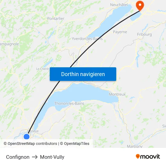 Confignon to Mont-Vully map