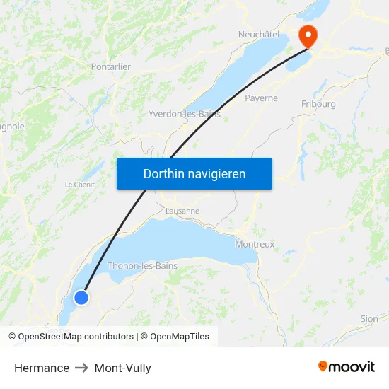 Hermance to Mont-Vully map