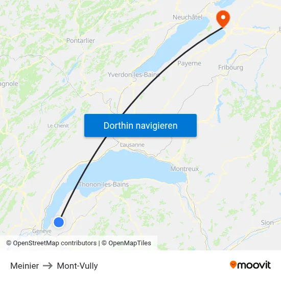 Meinier to Mont-Vully map